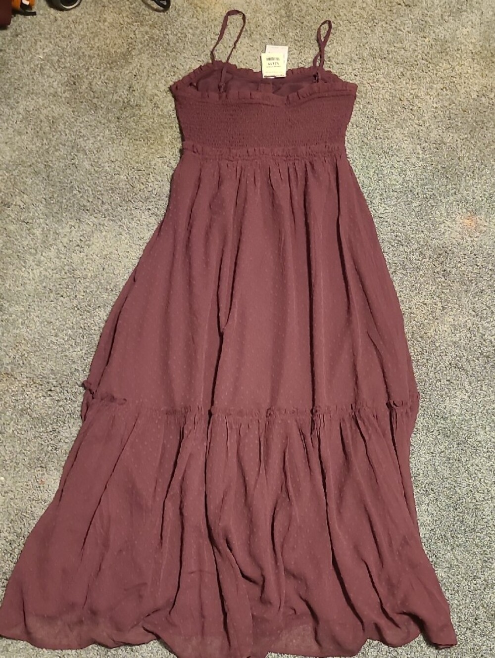 FLAWED-Patrons Of Peace Swiss Dot Burgundy Maxi - Picture 6 of 13